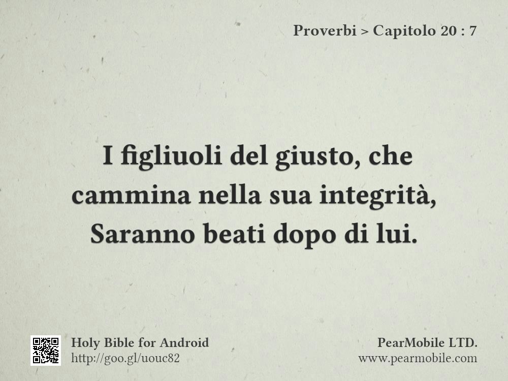 Proverbi, Capitolo 20:7